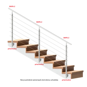 Nerezový sloup, boční kotvení, 6 řadový průchodný, venkovní, vrch nastavitelný (ø 42,4x2 mm), broušená nerez K320 / AISI304 - slide 1