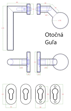 Kľučka (P) + guľa (otočná), vyhnutá vrátane rozety, AISI304 - slide 2