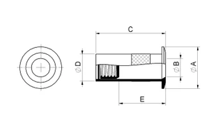 Mosadzná západka k rígľom, vnútorný ø 14mm, vonkajší ø 18mm, dĺžka 30mm, s pružinkou, hĺbka zapustenia 20mm - slide 3