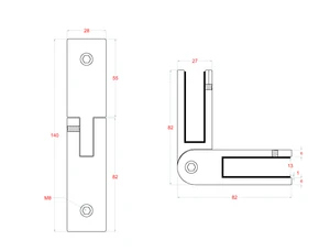 Závěs skla, na sklo 12mm, broušená nerez AISI304 - slide 3