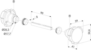 LOCINOX® KIDLOC otočná guľa s detskou poistkou, materiál: nehrdzavejúca oceľ, hliník, polyamid, hriadeľ 8x8x90 mm možno použiť do všetkýchhliníkových kompletov zámkových krabíc Locinox - slide 1