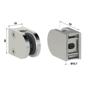 Svorka na trubku ø33.7mm, sklo 6-10.76mm, brúsená AISI304 - slide 2