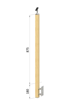 drevený stĺp, bočné kotvenie, bez výplne, vonkajší, vrch nastaviteľný, (40x40mm), materiál: buk, brúsený povrch bez náteru