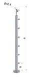Nerezový sloup, vrchní kotvení, 6řadový, průchozí