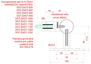 Nerezový sloup, boční kotvení, výplň: sklo, pravý, vrch pevný (ø 42,4x2 mm), broušená nerez K320 / AISI316 - slide 4