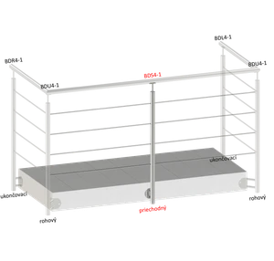 Nerezový sloup, boční kotvení, 4 děrový průchodný, vrch pevný (ø42,4x2 mm), broušená nerez K320 / AISI304 - slide 1