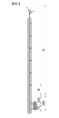 Nerezový sloup, boční kotvení, 6děrový koncový, pravý