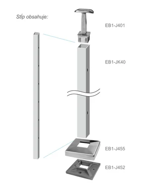 Nerezový sloup, vrchní kotvení, 6děrový koncový - slide 3