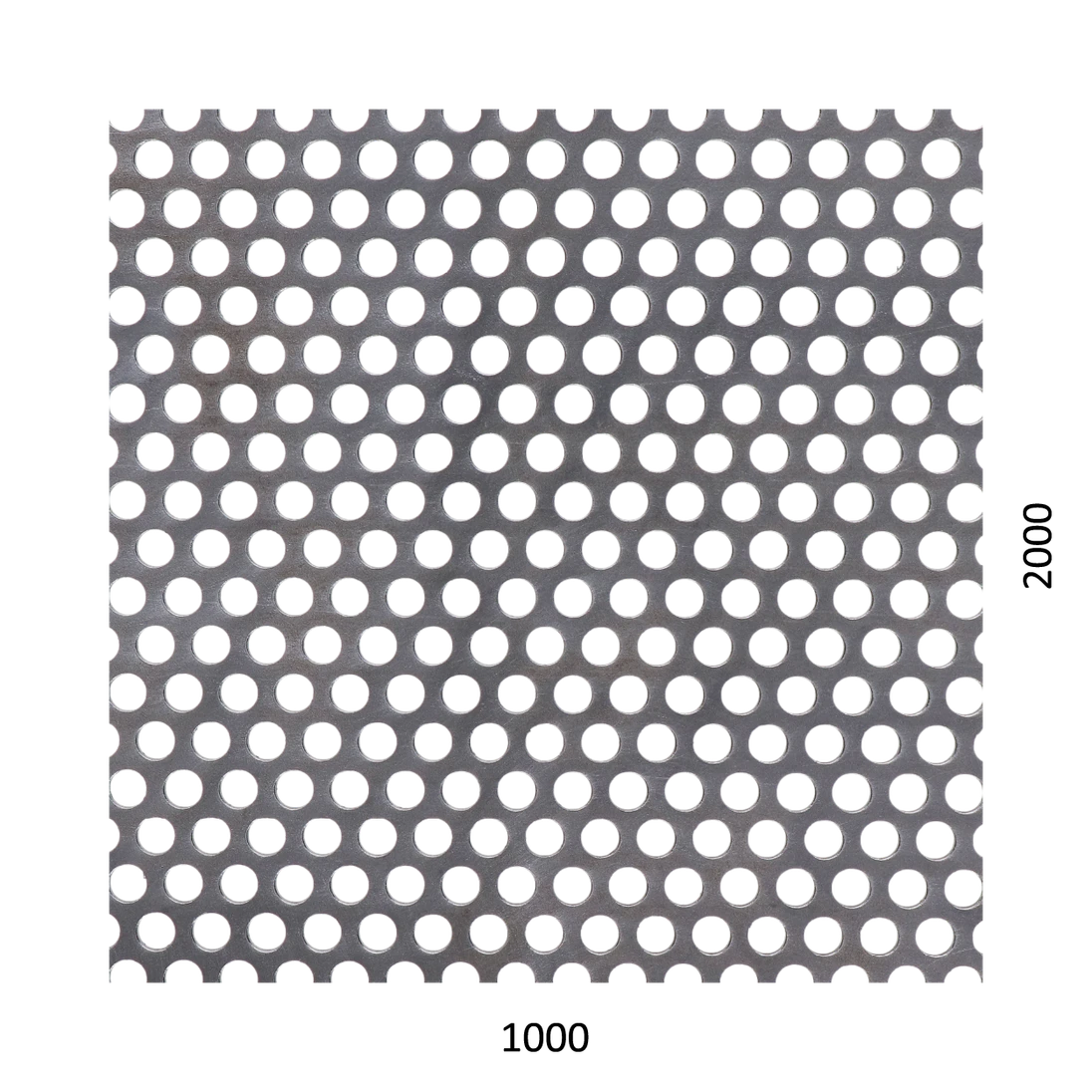 Dierovaný plech kruhový presadený Fe, otvor: ø 6.0mm, rozteč: 9.0mm, (1000x2000x1.5mm)