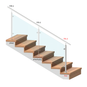 nerezový stĺp, vrchné kotvenie, výplň: sklo, ľavý, vrch nastaviteľný (ø 42.4x2mm), leštená nerez /AISI304 - slide 1