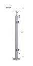 nerezový stĺp, vrchné kotvenie, výplň: sklo, pravý, vrch nastaviteľný (40x40mm), brúsená nerez K320 /AISI304