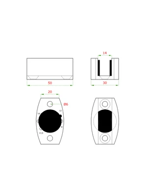 spodné vodítko pre sklo: 8, 10, 12mm, kotvenie do podlahy pre závesný systém,  brúsená nerez K320 /AISI304 - slide 1