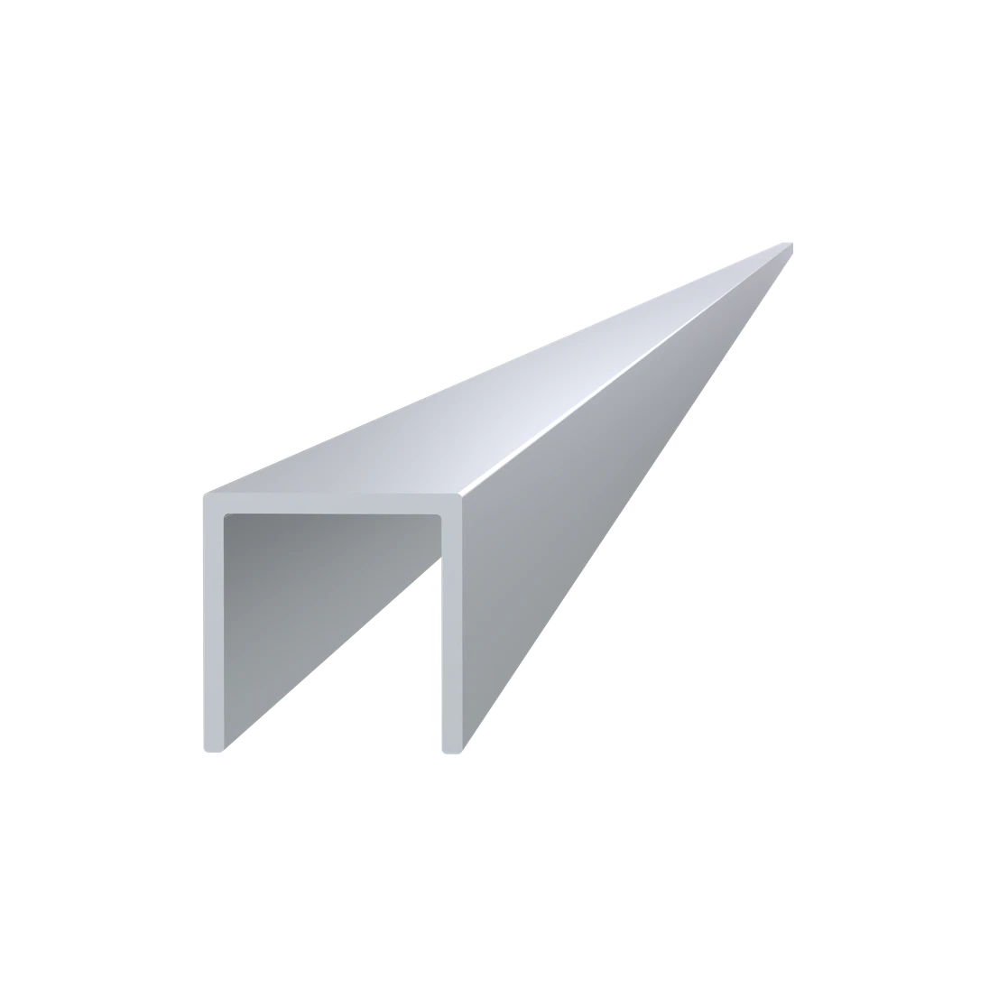 Poškodený U profil 25x25mm, L-6000mm, hliník bez povrchovej úpravy