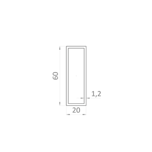Poškodený jokel 60x20x1.2mm, L-6000mm, hliník bez povrchovej úpravy - slide 1
