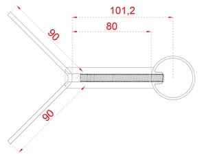 nerezový stĺp, bočné kotvenie rohové, bez výplne, rohový:90°, vrch pevný (ø 42.4x2mm), brúsená nerez K320 /AISI304 - slide 3
