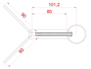 nerezový stĺp, bočné kotvenie rohové, bez výplne, rohový:90°, vrch pevný (ø 42.4x2mm), brúsená nerez K320 /AISI304 - slide 3