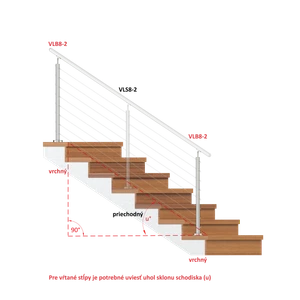 Nerezový stĺp, vrchné kotvenie, 8-dierový, lanko, koncový - slide 1