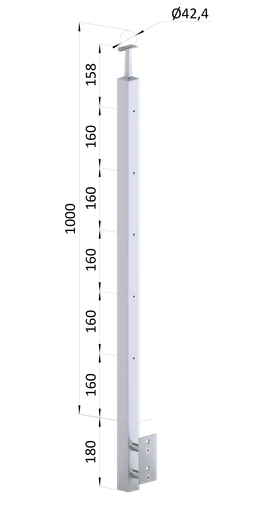 Nerezový sloup, boční kotvení, 5řadový M6, vnitřní