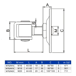 Záves M20 platňa 100x100mm, nastaviteľný 1D, čiastočný pozink - slide 1
