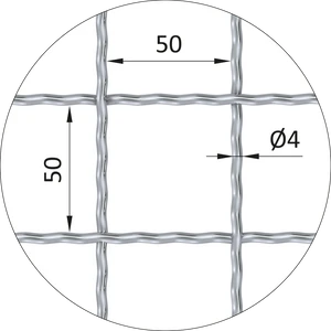Rebierkové pletené sito - rovné, oko: 50x50mm, priemer pletiva 4mm, rozmer 1000x2000mm, materiál: Nerez /AISI 304 - slide 1