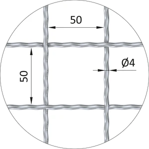 Žebírkové pletené síto - rovné, oko: 50x50mm, průměr pletiva ø4mm, rozměr 1000x2000mm, materiál: Nerez /AISI 304 - slide 1