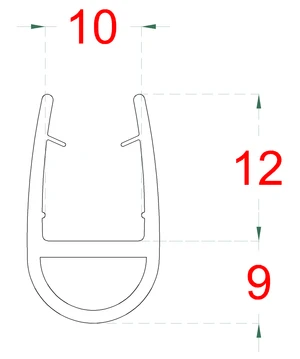 plastové tesnenie na sklo 10mm, medzi sklenené dvere a stenu alebo podlahu, 2200mm - slide 1