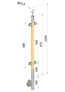 drevený stĺp, bočné kotvenie, výplň: sklo, priechodný, vrch nastaviteľný (ø 42mm), materiál: buk, brúsený povrch bez náteru