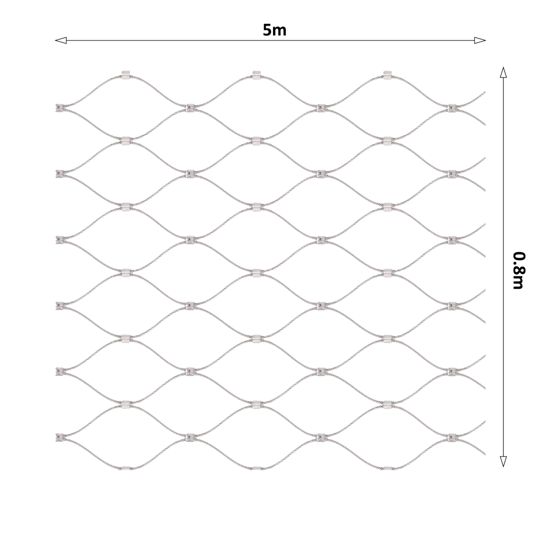 Lanková sieť, 0.8mx5m, oko 60x104mm, t-2mm, nerez AISI316