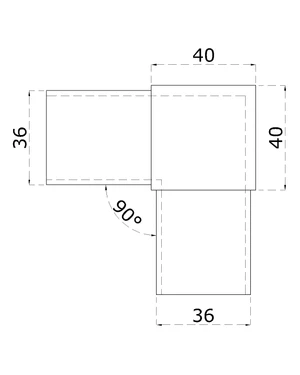 Spojka rohová (90 °) na jokl 40x40mm, broušená nerez K320 / AISI304 - slide 1