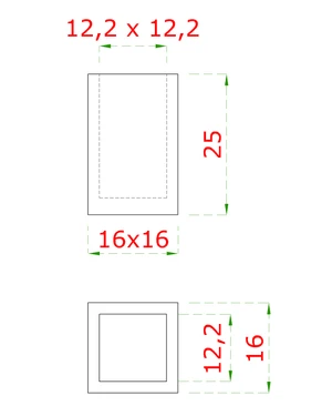 Ukončenie na jokel (12x12mm), brúsená nerez K320 /AISI304 - slide 2