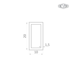 hliníkový jokel 20x10x1.5mm, dĺžka 6000 mm, materiál EN AW-6060 T66, prírodný hliník bez povrchovej úpravy, cena za kus - slide 1