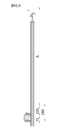 nerezový stĺp, bočné kotvenie, bez výplne, vrch nastaviteľný (ø 42.4x2mm), brúsená nerez K320 /AISI304