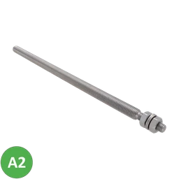 Nerezový závitový kolík, M14/M10, vrátane matíc a podložiek