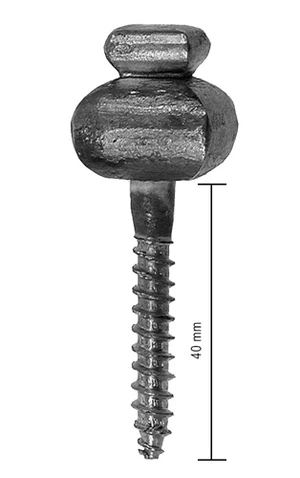 Kovaný šroub do dřeva, čtyřhranný,  závit 8mm, D22, L 22mm, A 40mm - slide 0