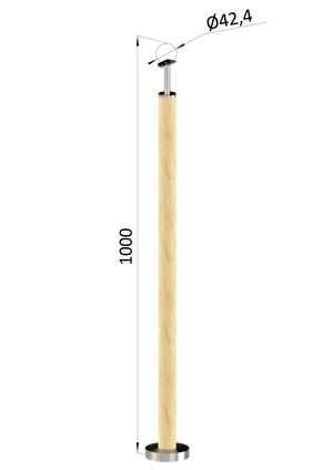 dřevěný sloup, vrchní kotvení, bez výplně, vrch pevný (ø 42mm), materiál: buk, broušený povrch s nátěrem BORI (bezbarvý) - slide 0