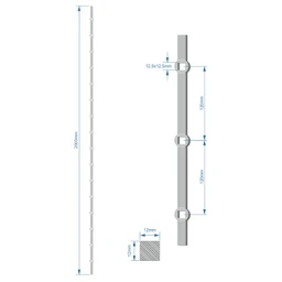 tyč 2m opieskovaná, profil 12mm, rozteč 120mm, oko 12,5mm