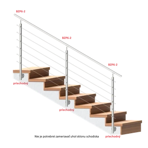 Nerezový sloup, boční kotvení, bez výplně, 6 řadový se závitem M6, vnější, vrch nastavitelný, (ø 42.4x2mm), broušená nerez K320 /AISI304 - slide 2