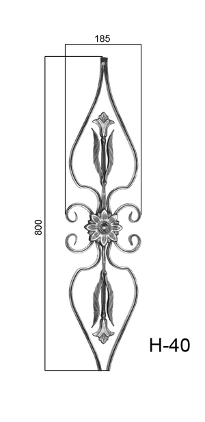 Kovářský ornament 185x800mm, profil 16x8mm - slide 1