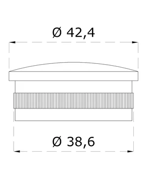 ukončenie - zátka na trubku ø 42.4mm, brúsená nerez K320 /AISI304 - slide 1