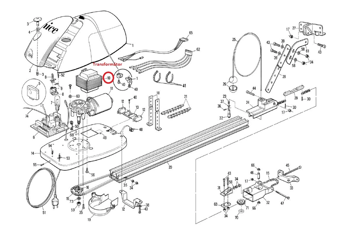 TRA-S6.1025 transformátor 230V/22V/40V pro SPIDO