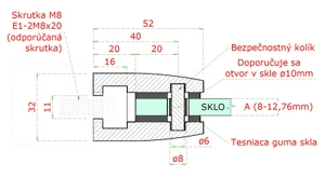 Svorka skla plochá (52x52x32 mm), broušená nerez K320 / AISI304, balení neobsahuje gumičky na sklo - slide 2