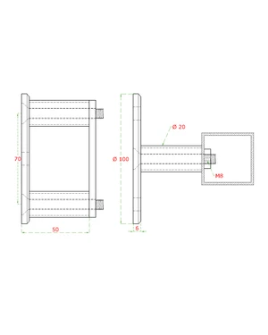 Úchyt na boční kotvení sloupu na jekl, (kotevní deska ø 100 /6mm), broušená nerez K320 /AISI304 - slide 3