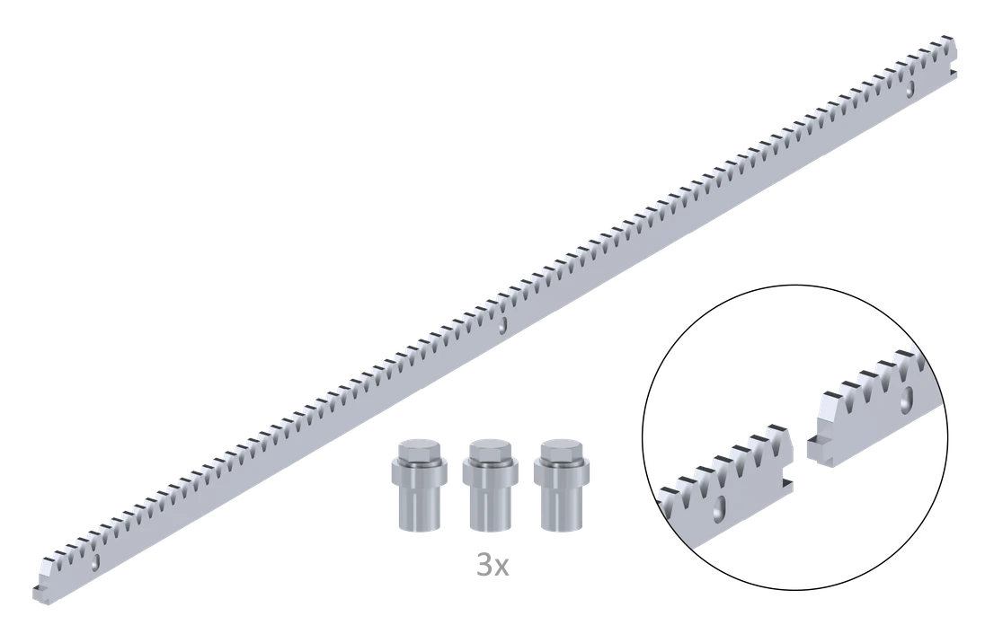 Hřeben kovový 30 x 8 mm, L-1000 mm, M4, 3x úchyt+šrouby, pozinkovaný se zámkem