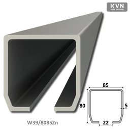 C profil 80x85x5mm pozinkovaný pre samonosný systém, v dĺžkach 1, 2, 3, 4, 5, 6 m, cena za KUS