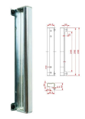 Doraz pro branku 292x45x44mm, pravý/levý, Zn povrch - slide 0