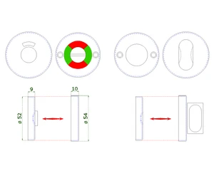 okrúhla rozeta s uzamykacou páčkou na WC dvere s ukazovateľom uzamknutia (ø52x31mm), brúsená nerez K320 /AISI304 - slide 2