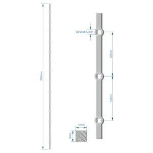 Tyč 2m, opískovaná, profil 14mm, rozteč 125mm, oko 14,5mm - slide 0