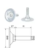 ø-48mm, M10, H40, nivelačná nožička s oceľovou základňou
