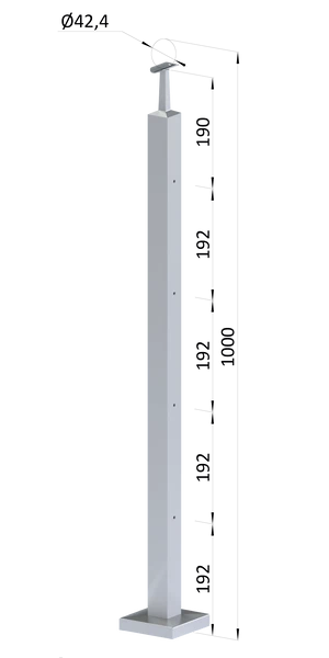 Nerezový stĺp, vrchné kotvenie, 4 radový M6, vrch pevný - slide 0