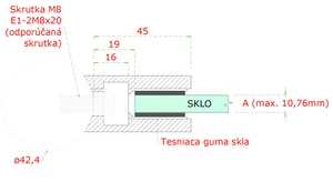 Svorka skla na trubku ø 42.4mm (45x45x26mm) pre sklo 6-10.76mm, leštená nerez /AISI304, balenie neobsahuje gumičky na sklo - slide 2